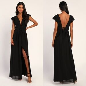 Lulu's Elegant Black Maxi Dress